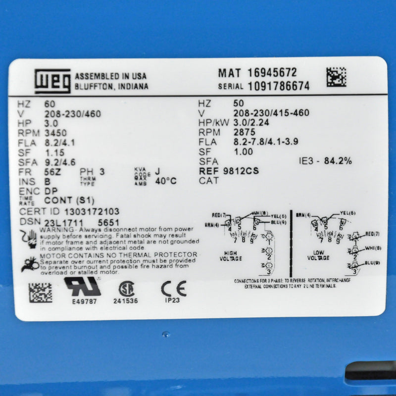 Load image into Gallery viewer, Burks® 330CS7M-FE 3HP Pump Water Condensate Turbine 208-230/460V 3-Phase
