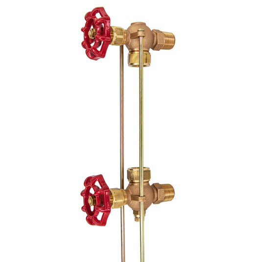 Bronze Water Gauge Valve Set w/SS Ball Check & Drainage for Boiler/Steamer/Return Tank