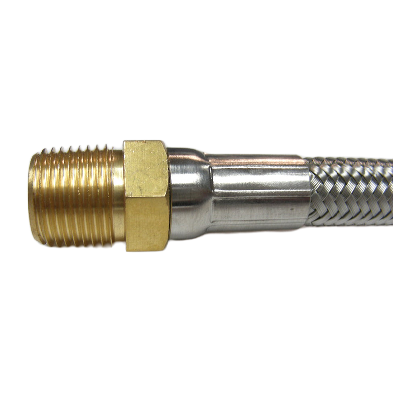 Load image into Gallery viewer, Flexible Steam Hose Stainless Steel Braided with PTFE Tube 1/4" Male x Male