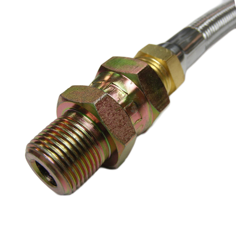 Load image into Gallery viewer, Flexible Steam Hose Stainless Steel Braided with PTFE Tube 1/4" Male x Union