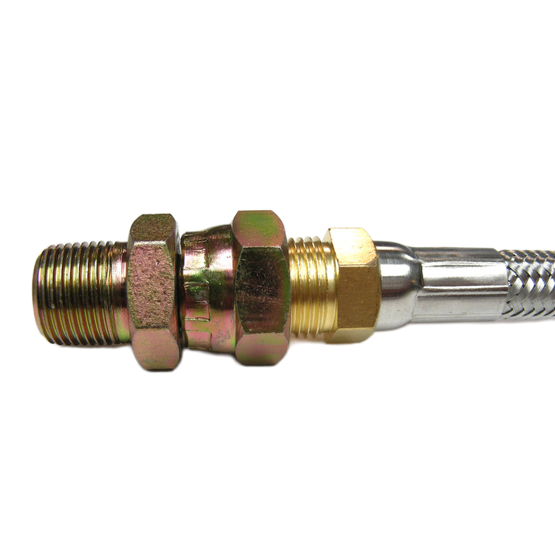 Load image into Gallery viewer, Flexible Steam Hose Stainless Steel Braided with PTFE Tube 1/4" Male x Union