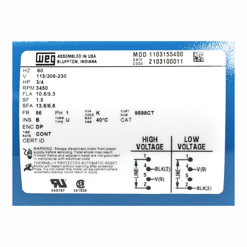 Load image into Gallery viewer, 7CT7M 3/4HP Pump Water Condensate Turbine 115/208-230V 1-Phase
